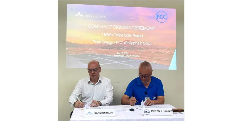 FCC Philippines Signs 15-Year Solar Agreement with Peak Energy for 1 MWp Onsite Installation